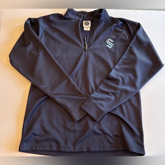 SEATTLE KRAKEN NHL Men’s Zip Up Collared Long Sleeve Blue/Purple Like New Medium - Picture 3 of 10